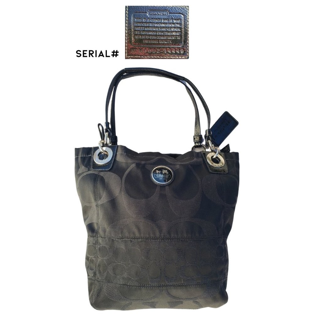 Coach Black Monogram Alex Sateen Tote Two-Strap Brilliant Nickle Hardware - Picture 10 of 14